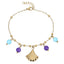 BSS1147 STAINLESS STEEL BRACELET WITH LEAF CHARM AND BEADS