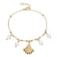 BSS1147 STAINLESS STEEL BRACELET WITH LEAF CHARM AND BEADS