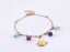 BSS1147 STAINLESS STEEL BRACELET WITH LEAF CHARM AND BEADS