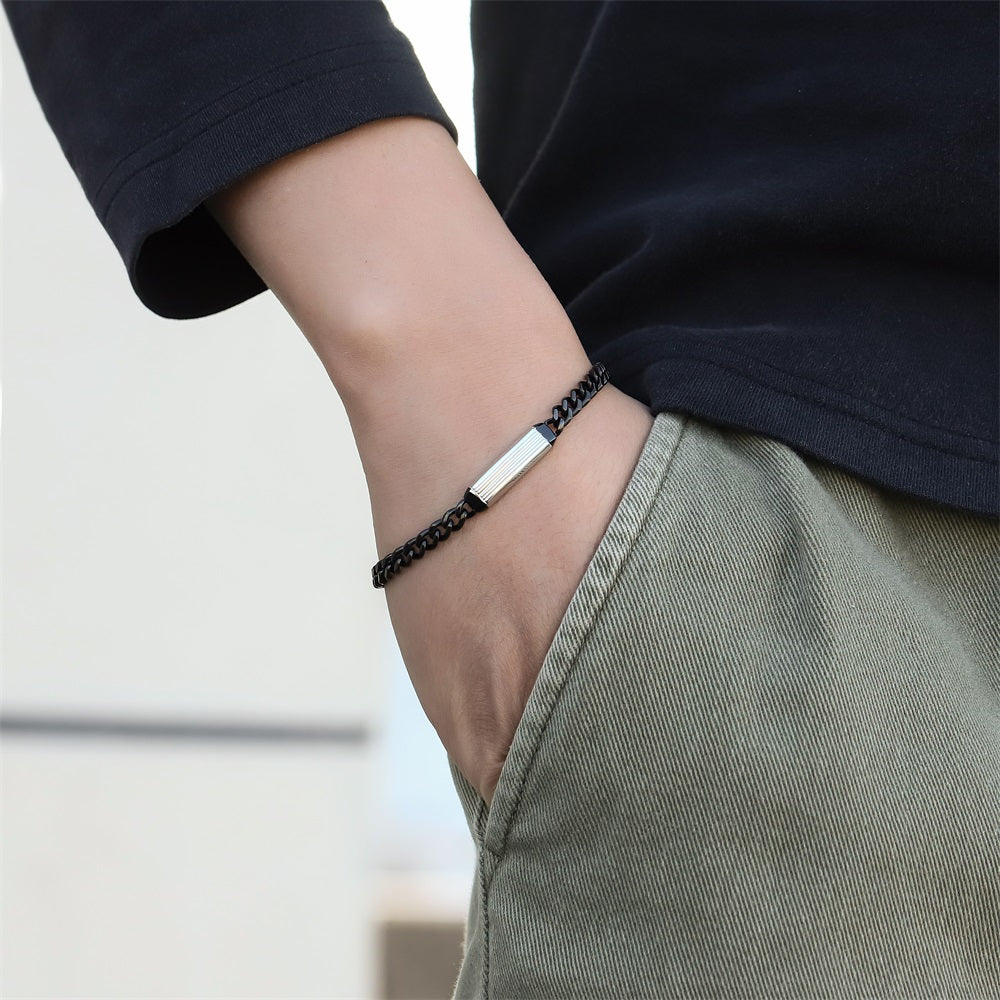 BSS1148 STAINLESS STEEL BRACELET WITH ID PLATE