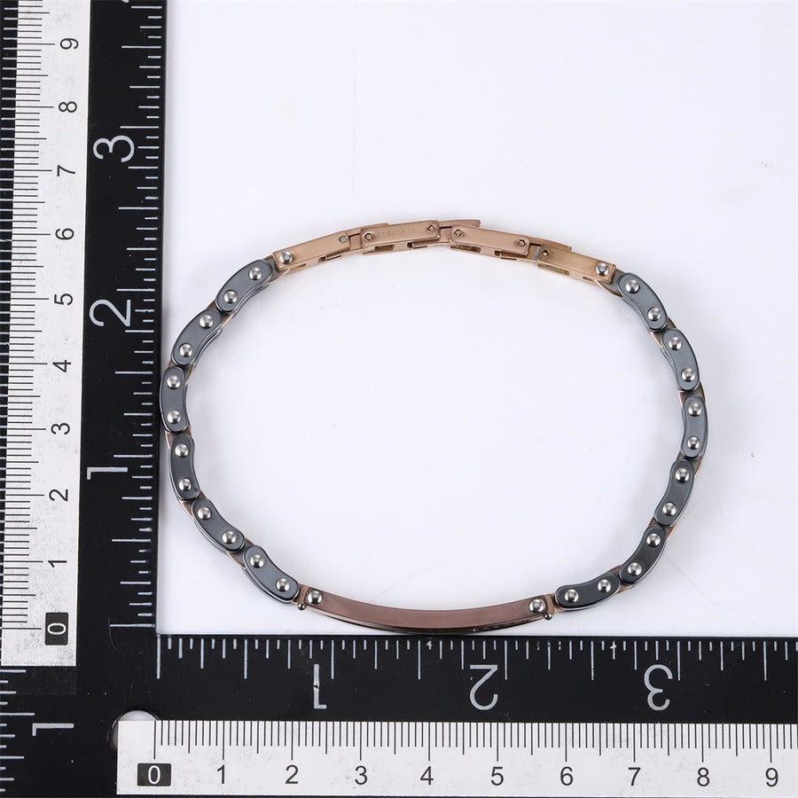 BSS1157 STAINLESS STEEL & HEMATITE BRACELET WITH CZ