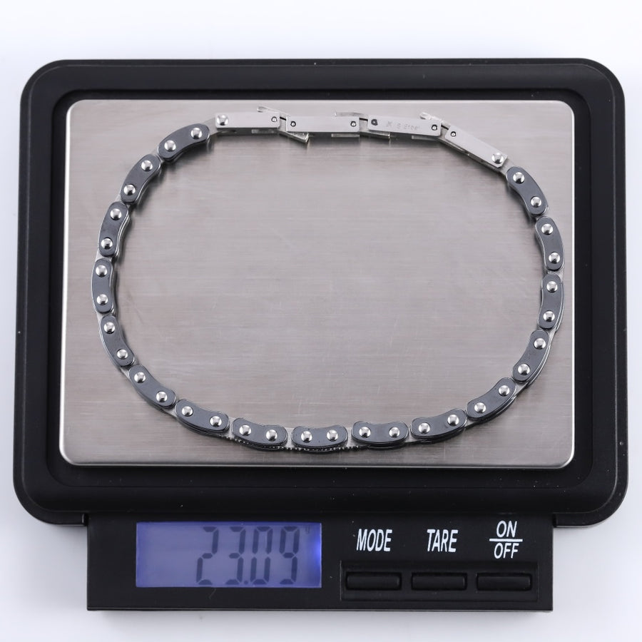 BSS1159 STAINLESS STEEL & HEMATITE BRACELET WITH CZ