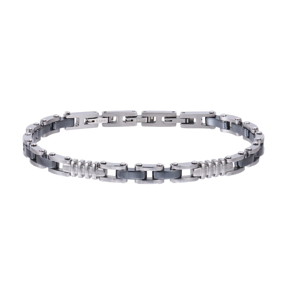 BSS1160 STAINLESS STEEL & HEMATITE BRACELET