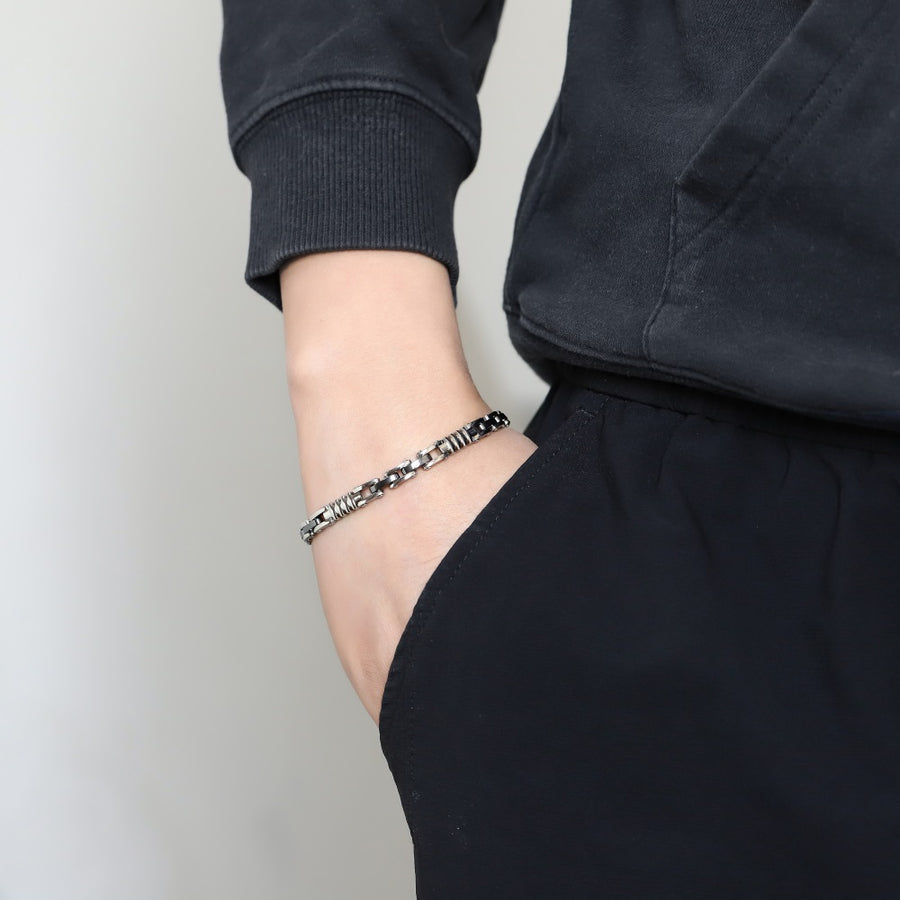 BSS1160 STAINLESS STEEL & HEMATITE BRACELET
