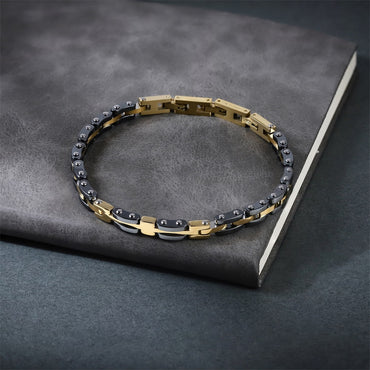 BSS1161 STAINLESS STEEL & HEMATITE BRACELET