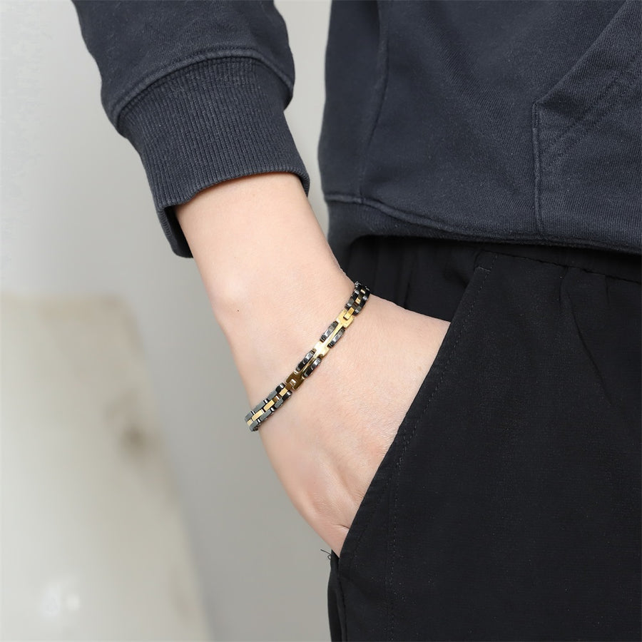 BSS1161 STAINLESS STEEL & HEMATITE BRACELET