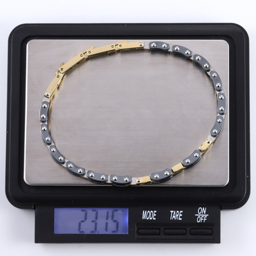 BSS1161 STAINLESS STEEL & HEMATITE BRACELET