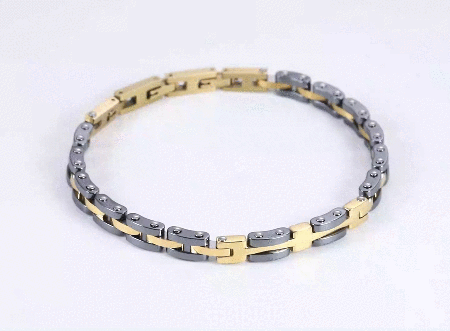 BSS1161 STAINLESS STEEL & HEMATITE BRACELET