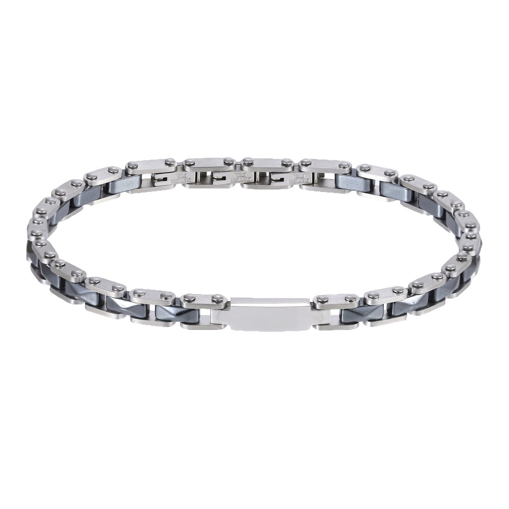 BSS1163 STAINLESS STEEL & HEMATITE BRACELET