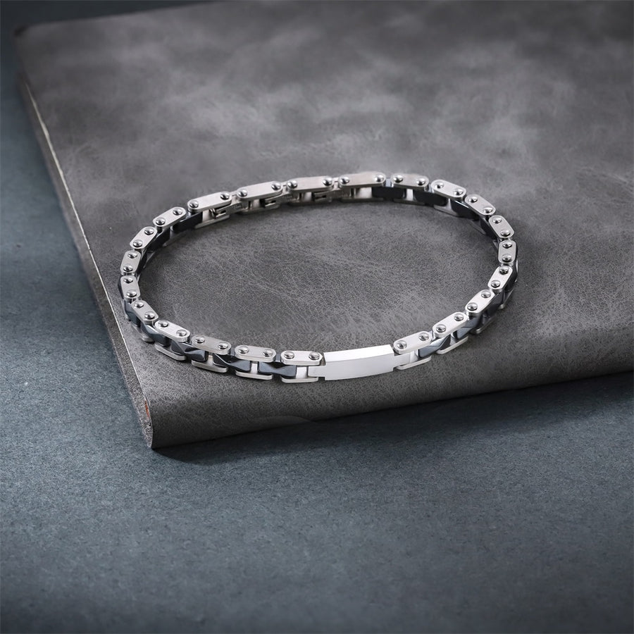 BSS1163 STAINLESS STEEL & HEMATITE BRACELET