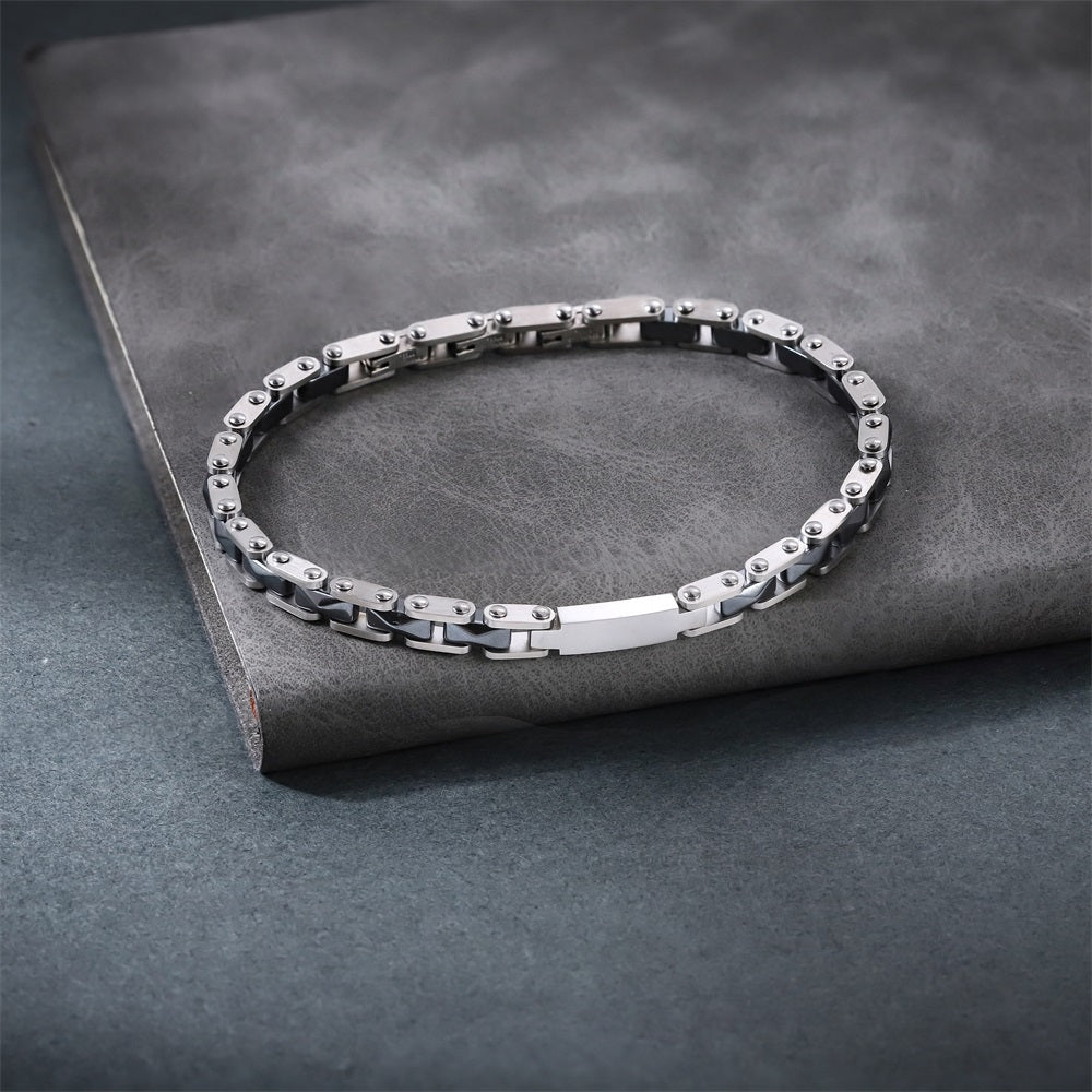 BSS1163 STAINLESS STEEL & HEMATITE BRACELET