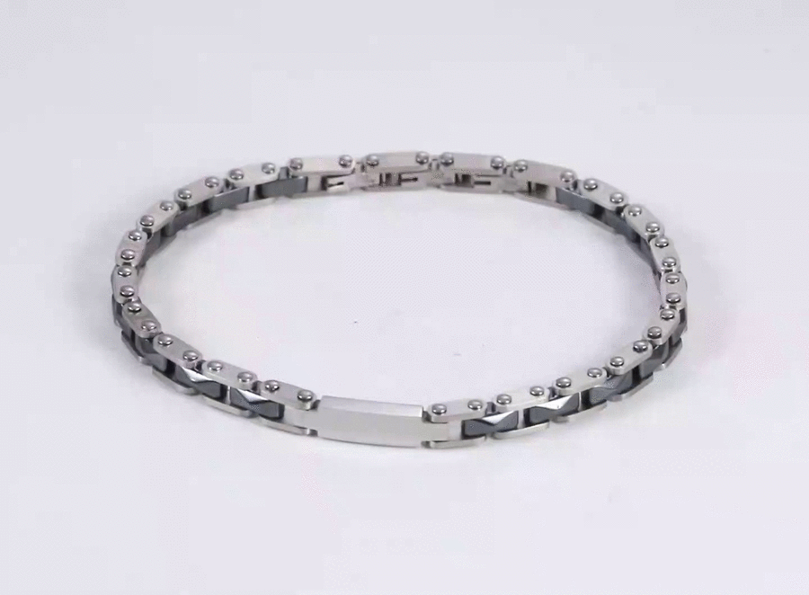 BSS1163 STAINLESS STEEL & HEMATITE BRACELET