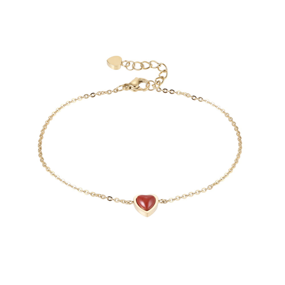 BSS1167 STAINLESS STEEL BRACELET WITH HEART CHARM