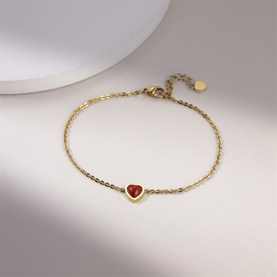 BSS1167 STAINLESS STEEL BRACELET WITH HEART CHARM
