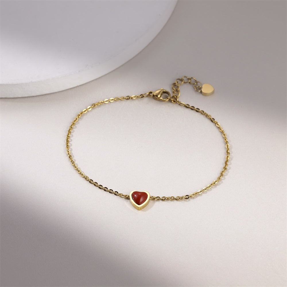 BSS1167 STAINLESS STEEL BRACELET WITH HEART CHARM