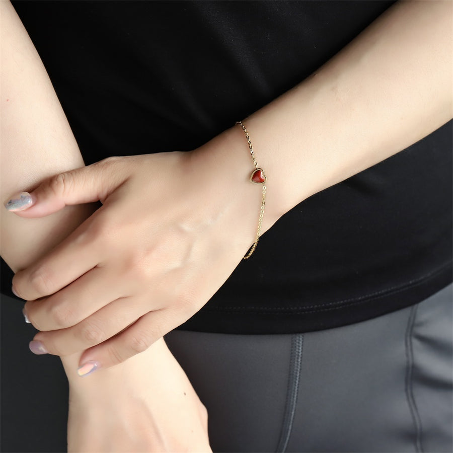 BSS1167 STAINLESS STEEL BRACELET WITH HEART CHARM