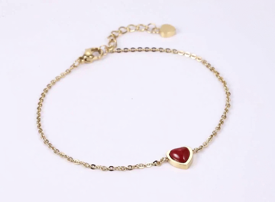 BSS1167 STAINLESS STEEL BRACELET WITH HEART CHARM