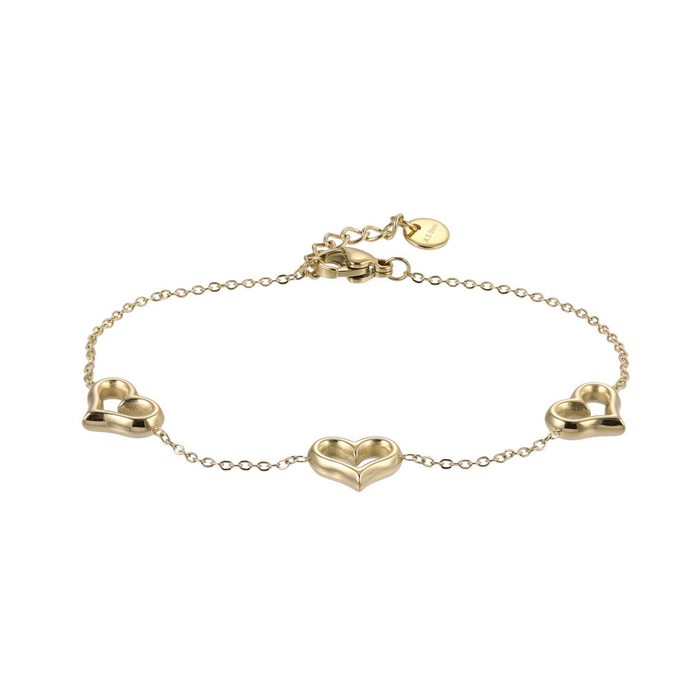 BSS1169 STAINLESS STEEL BRACELET WITH HEART CHARM