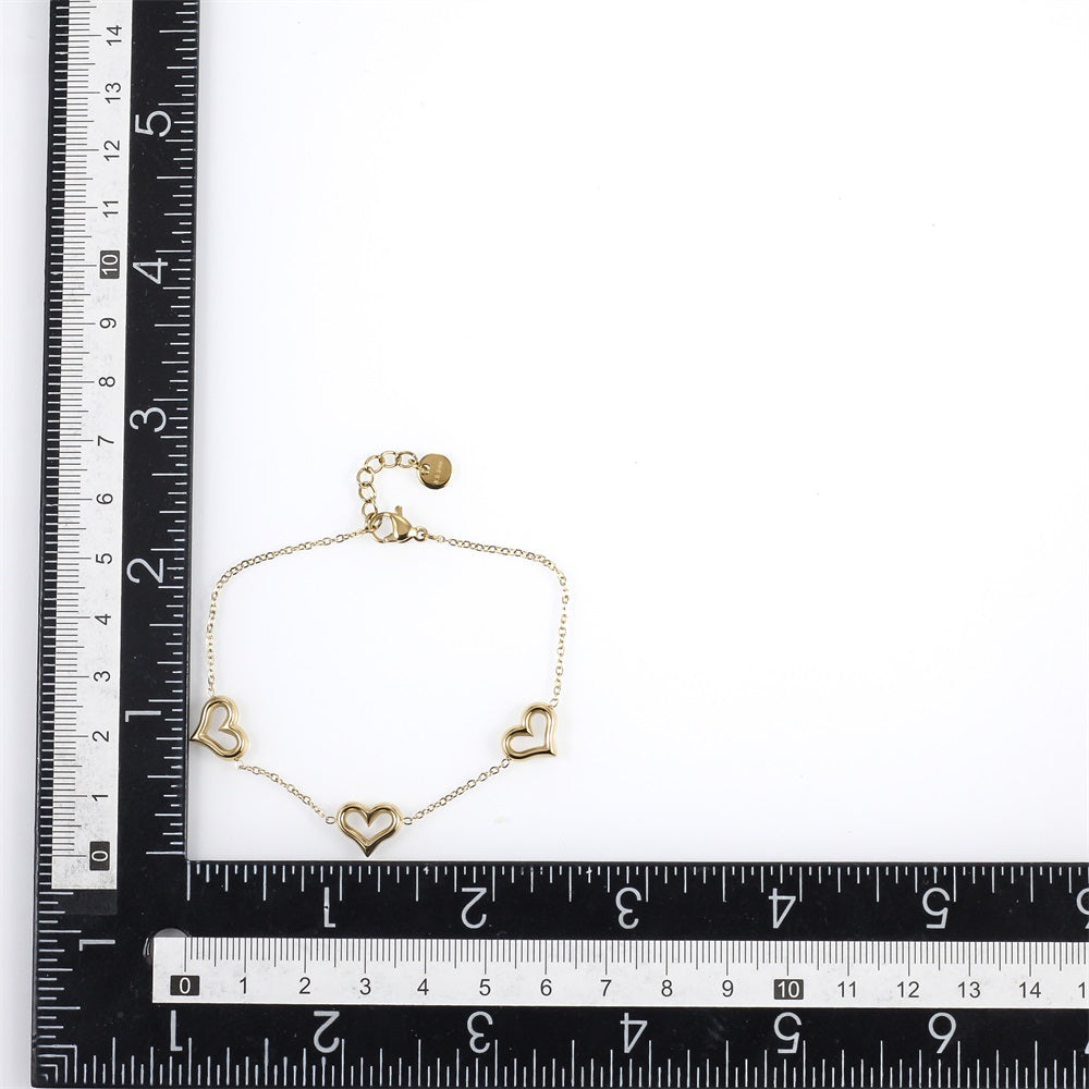 BSS1169 STAINLESS STEEL BRACELET WITH HEART CHARM