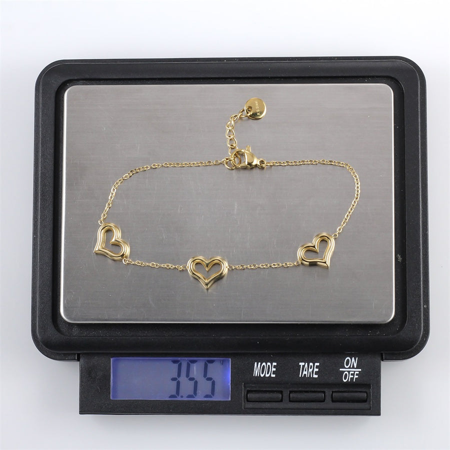 BSS1169 STAINLESS STEEL BRACELET WITH HEART CHARM