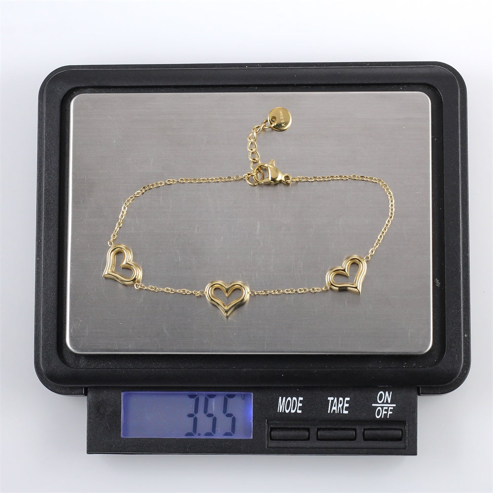 BSS1169 STAINLESS STEEL BRACELET WITH HEART CHARM