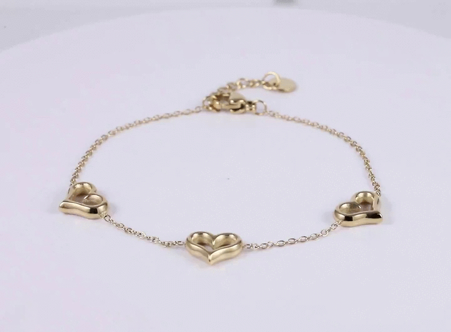 BSS1169 STAINLESS STEEL BRACELET WITH HEART CHARM