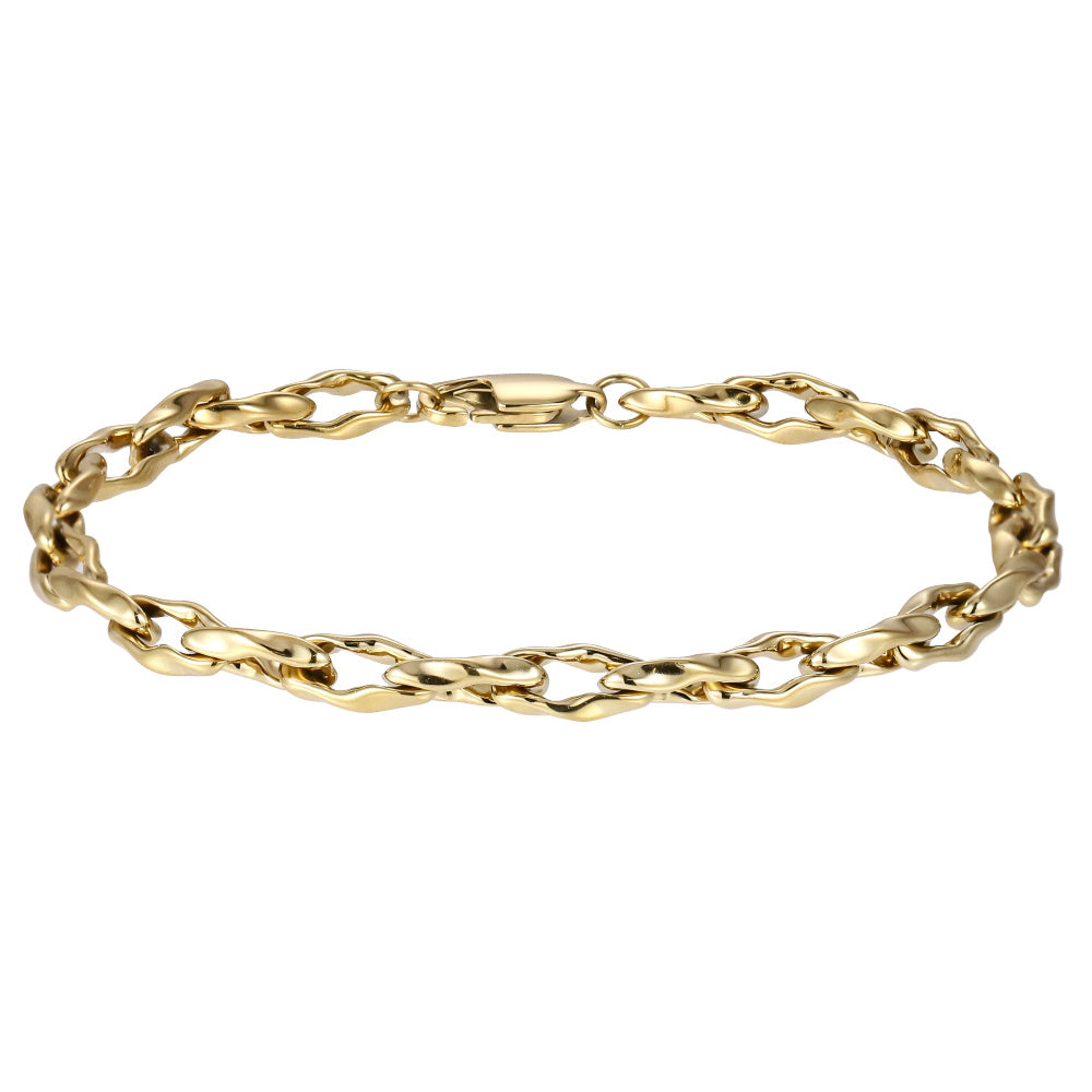 BSS1170 STAINLESS STEEL ORGANIC OVAL SHAPE CHAIN BRACELET
