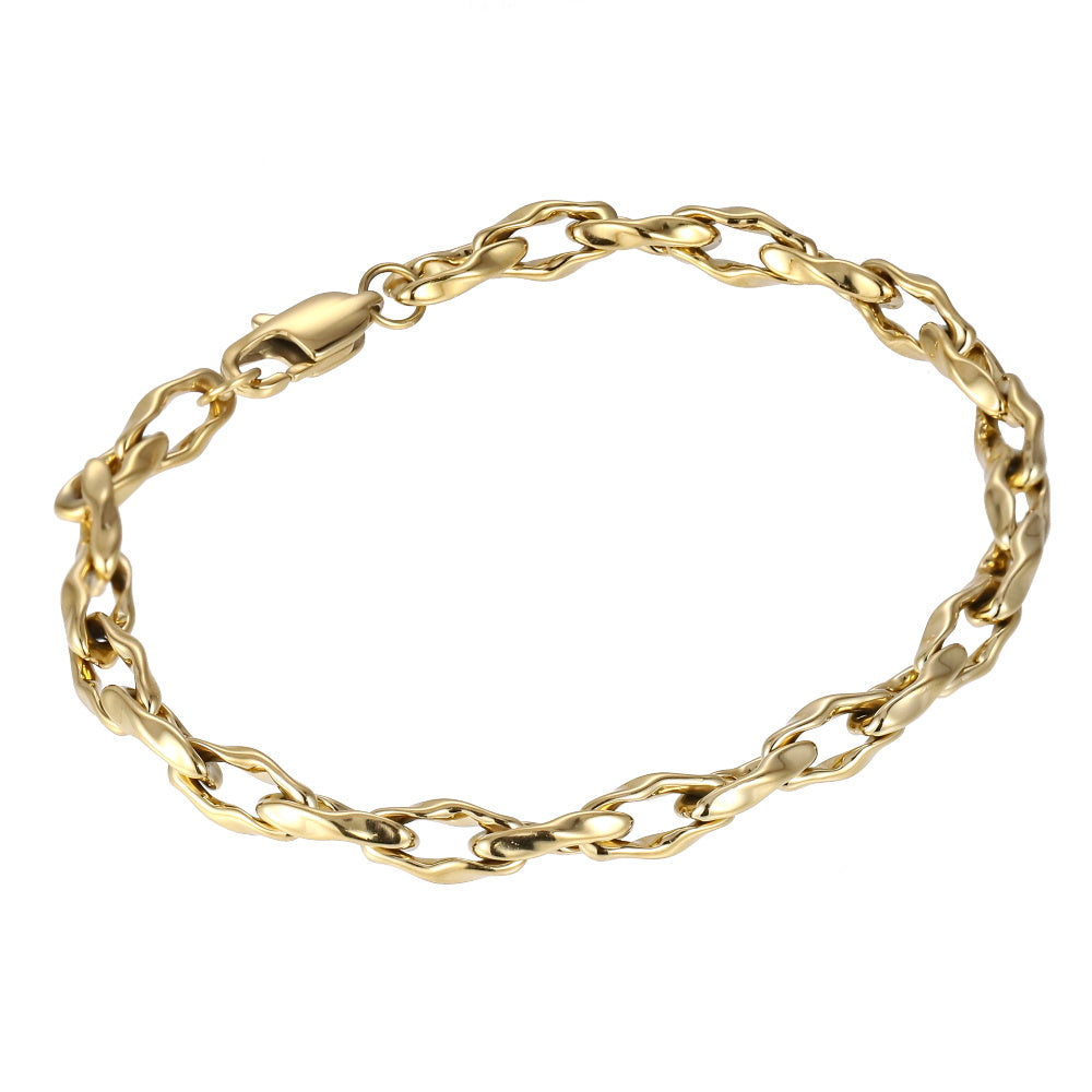 BSS1170 STAINLESS STEEL ORGANIC OVAL SHAPE CHAIN BRACELET