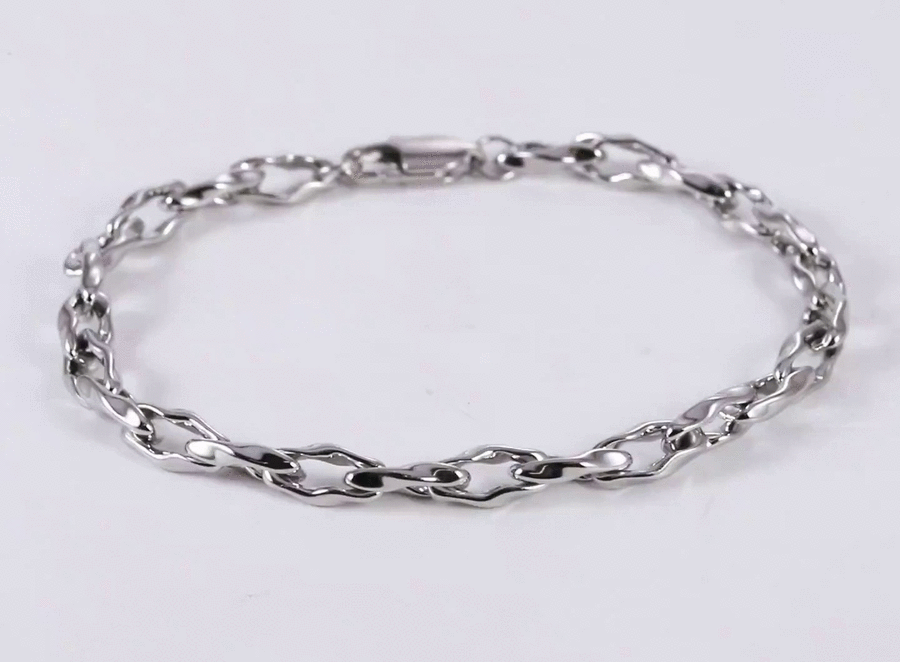 BSS1170 STAINLESS STEEL ORGANIC OVAL SHAPE CHAIN BRACELET
