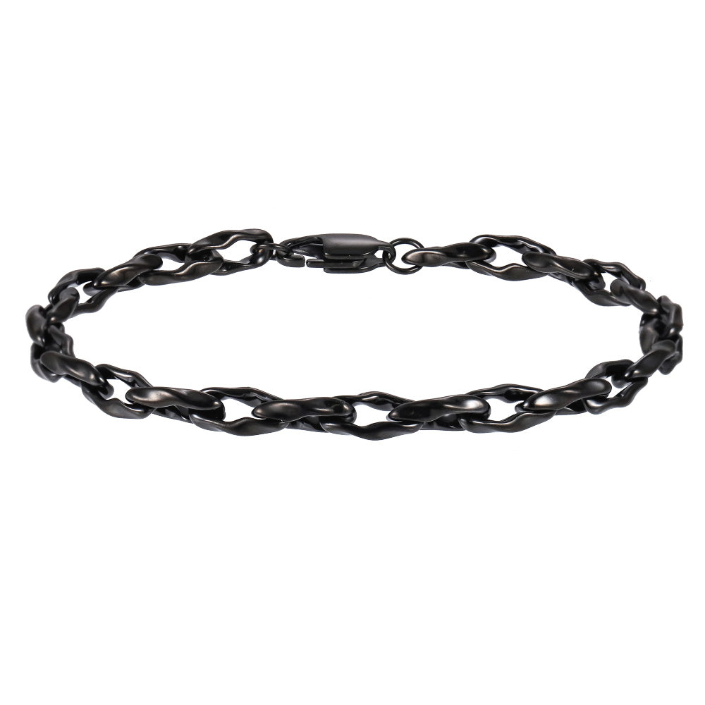 BSS1170 STAINLESS STEEL ORGANIC OVAL SHAPE CHAIN BRACELET