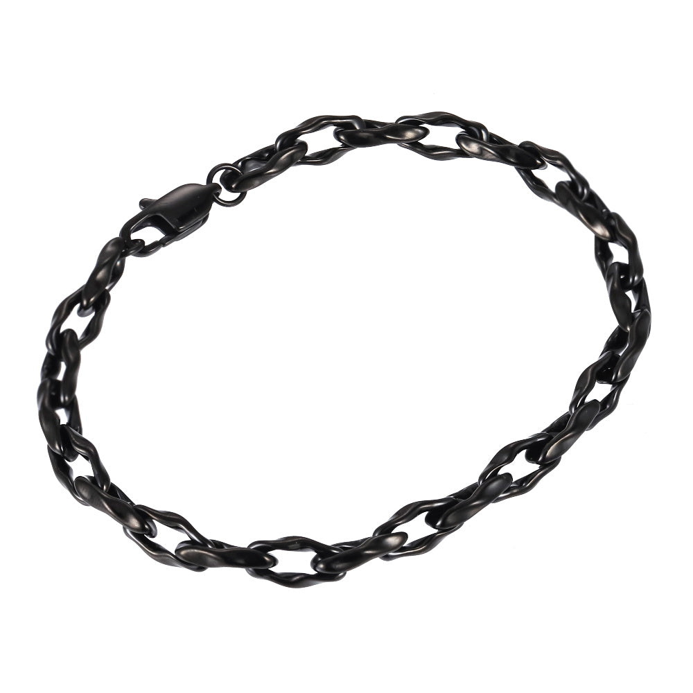 BSS1170 STAINLESS STEEL ORGANIC OVAL SHAPE CHAIN BRACELET