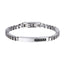 BSS1174 STAINLESS STEEL BOX CHAIN BRACELET WITH ID PLATE&CZ