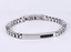 BSS1174 STAINLESS STEEL BOX CHAIN BRACELET WITH ID PLATE&CZ