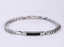BSS1176 STAINLESS STEEL CURB CHAIN BRACELET WITH ID PLATE&CZ