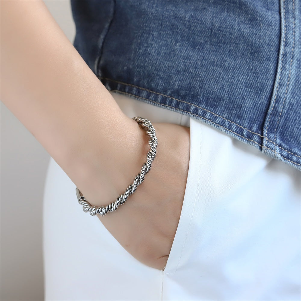 BSS1182 STAINLESS STEEL ROPE CHAIN BRACELET