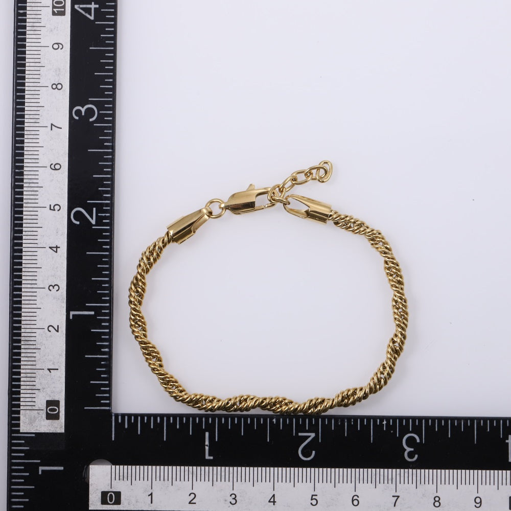 BSS1183 STAINLESS STEEL SLIM ROPE CHAIN BRACELET