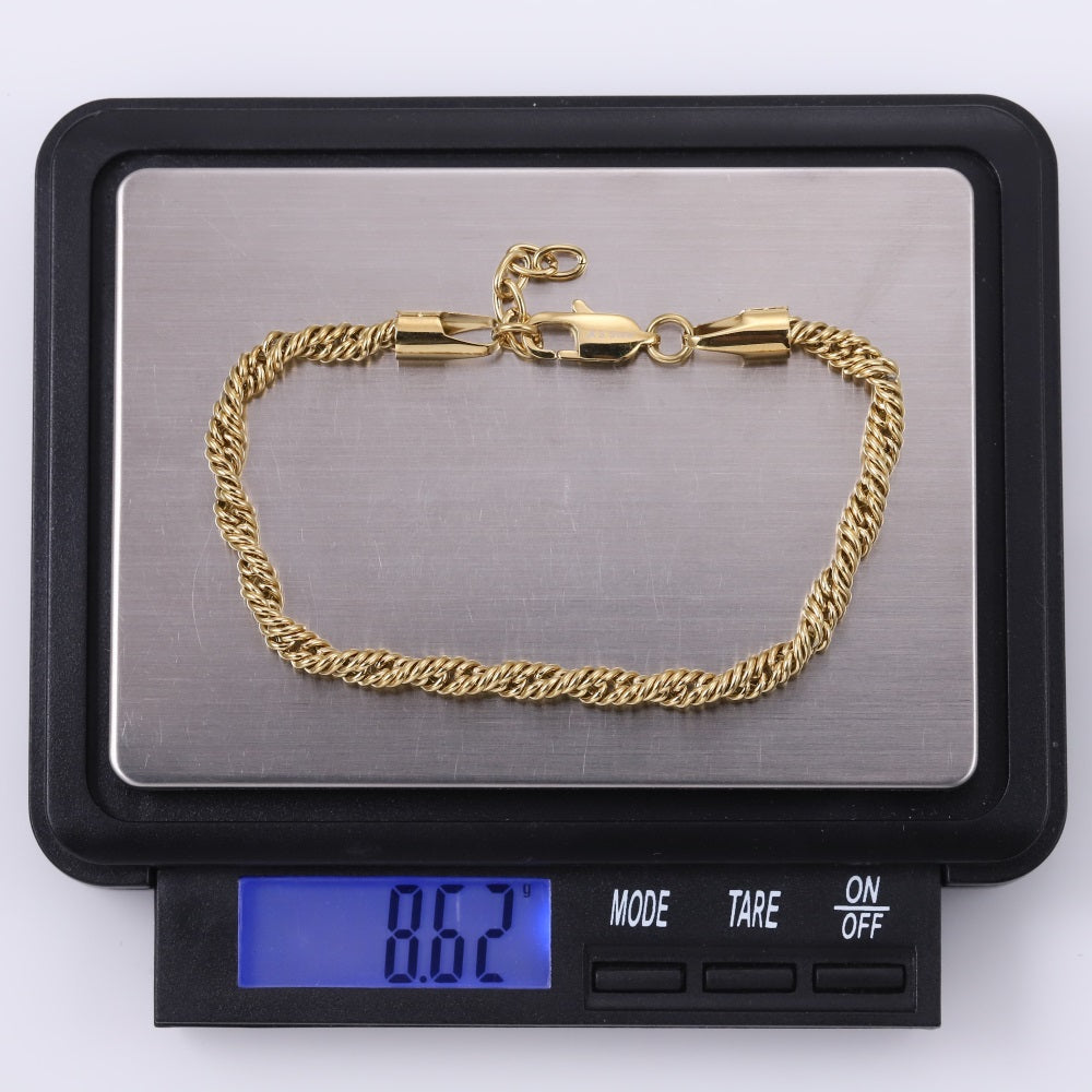 BSS1183 STAINLESS STEEL SLIM ROPE CHAIN BRACELET