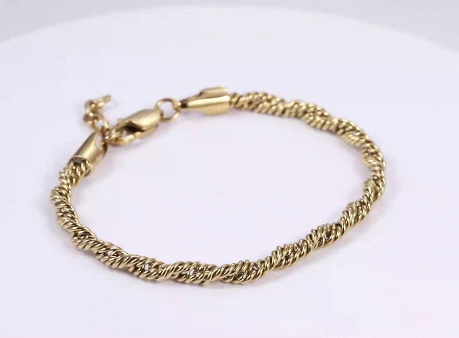 BSS1183 STAINLESS STEEL SLIM ROPE CHAIN BRACELET