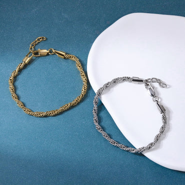 BSS1183 STAINLESS STEEL SLIM ROPE CHAIN BRACELET