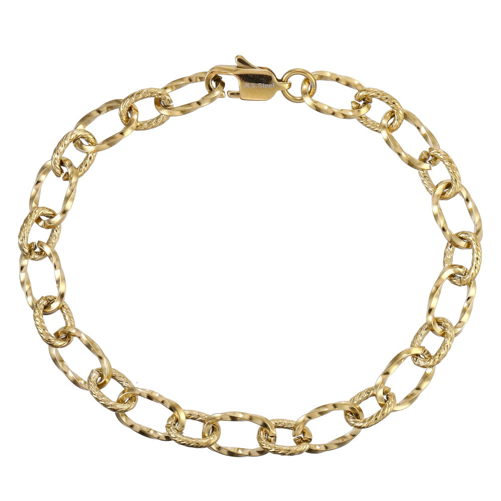 BSS1184 STAINLESS STEEL TWISTED OVAL CHAIN BRACELET