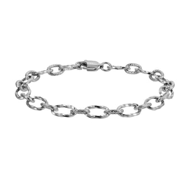 BSS1184 STAINLESS STEEL TWISTED OVAL CHAIN BRACELET