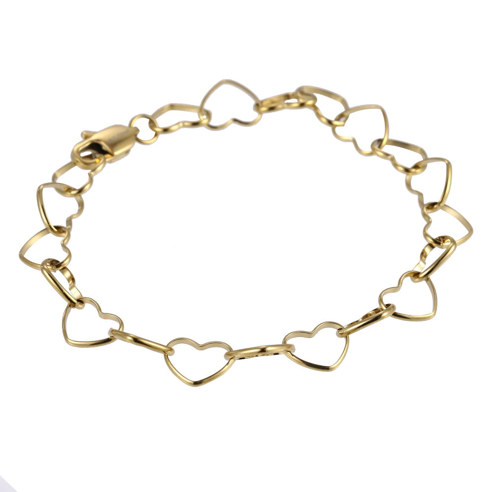 BSS1187 STAINLESS STEEL HEART CHAIN BRACELET
