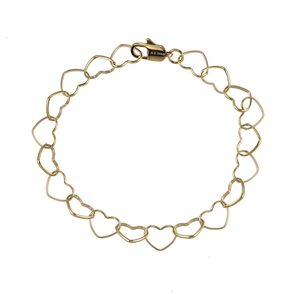 BSS1187 STAINLESS STEEL HEART CHAIN BRACELET