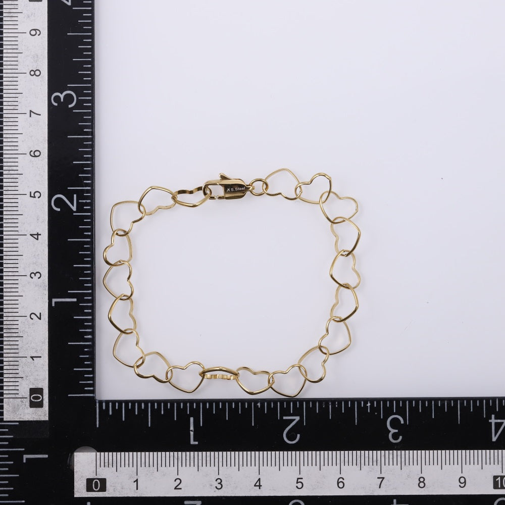 BSS1187 STAINLESS STEEL HEART CHAIN BRACELET