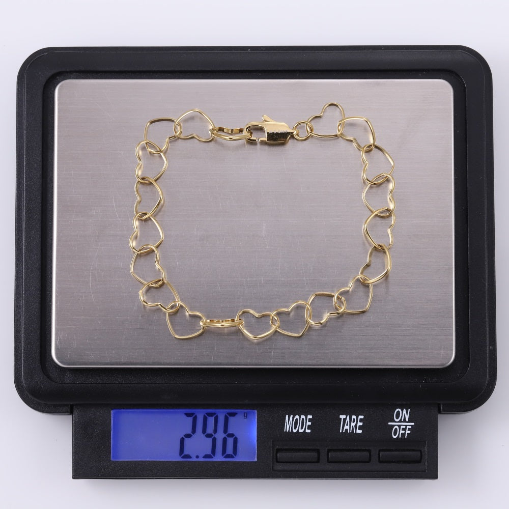 BSS1187 STAINLESS STEEL HEART CHAIN BRACELET
