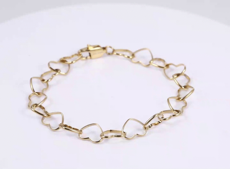 BSS1187 STAINLESS STEEL HEART CHAIN BRACELET