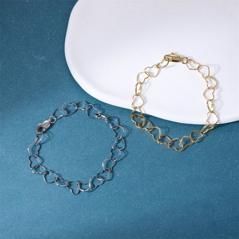 BSS1187 STAINLESS STEEL HEART CHAIN BRACELET