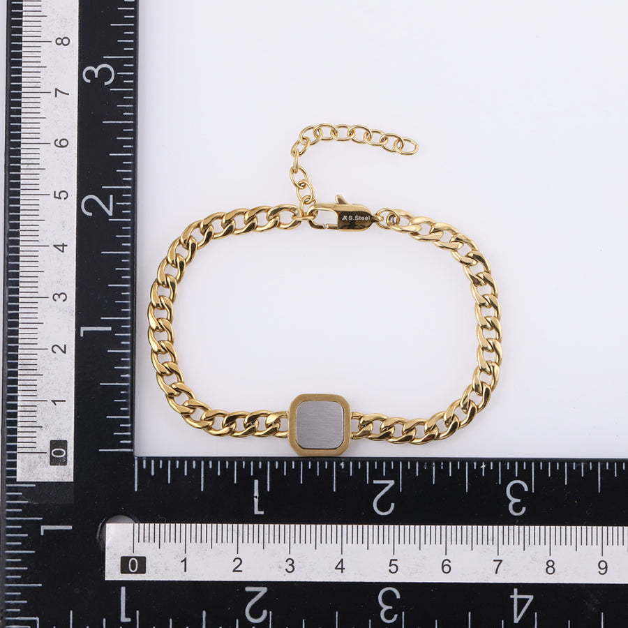 BSS1194 STAINLESS STEEL BRACELET WITH SQUARE CHARM