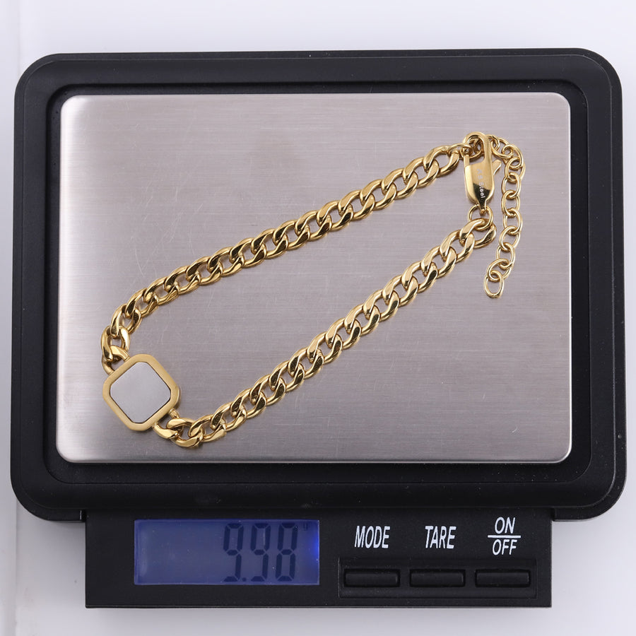 BSS1194 STAINLESS STEEL BRACELET WITH SQUARE CHARM