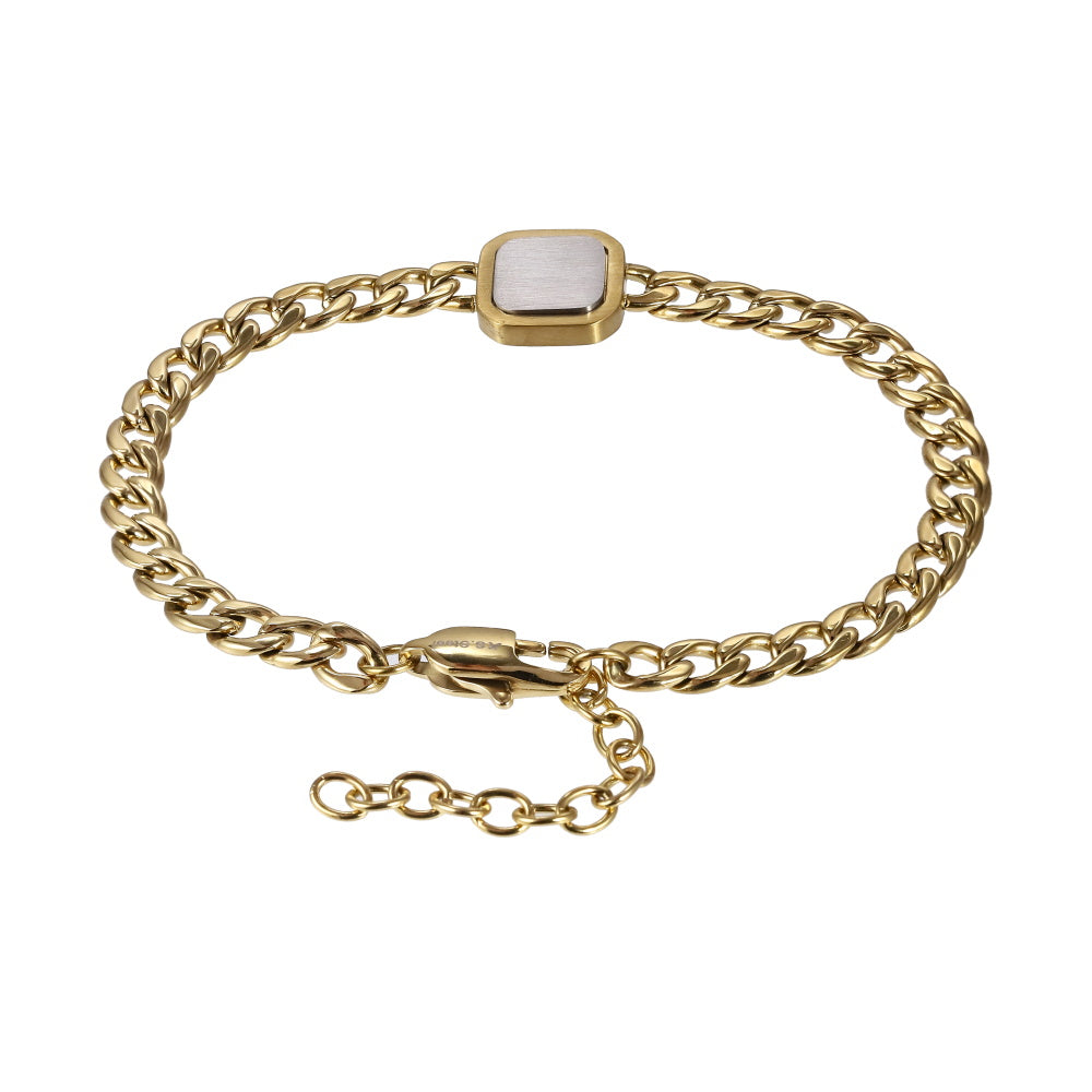 BSS1194 STAINLESS STEEL BRACELET WITH SQUARE CHARM